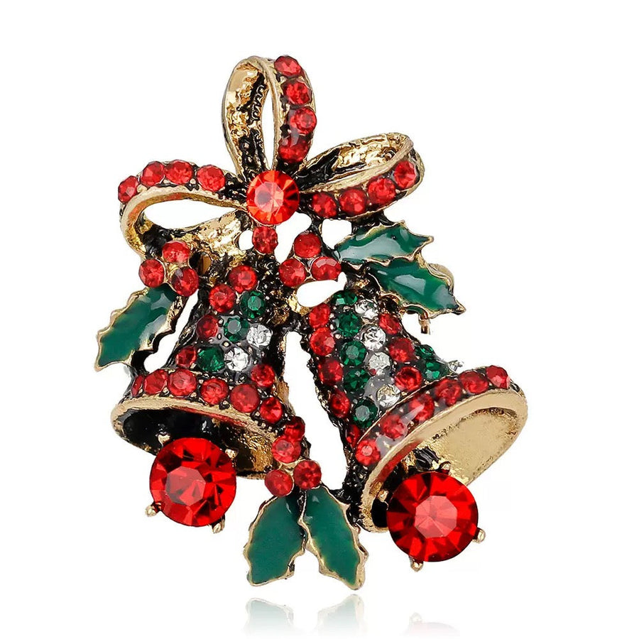 Christmas Bells Alloy Rhinestone Brooch PA6320