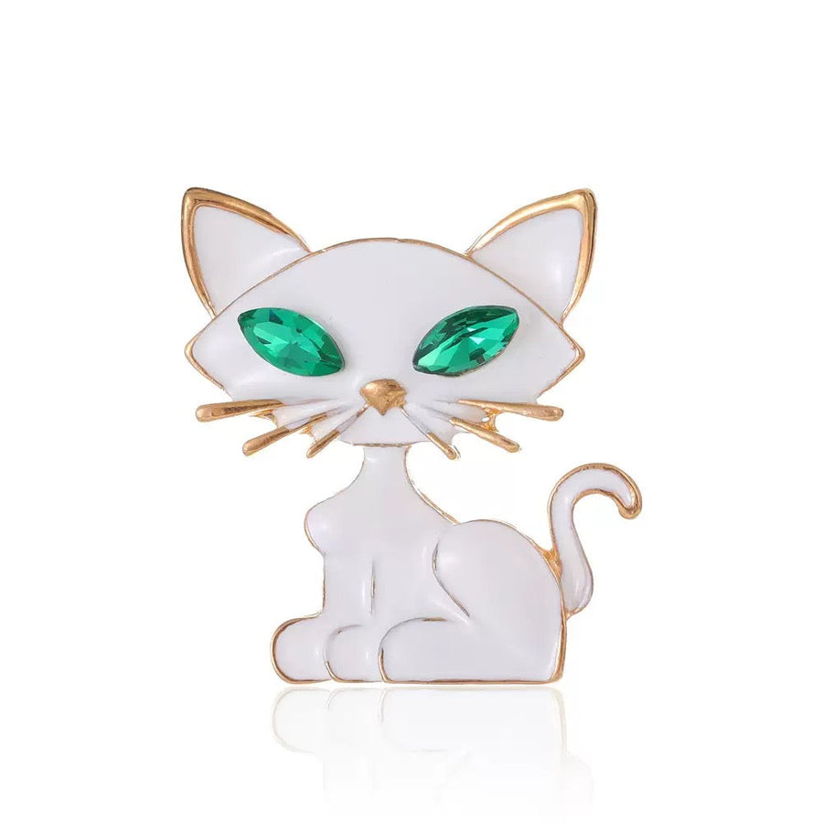 Cat Alloy Rhinestone Brooch PA6321