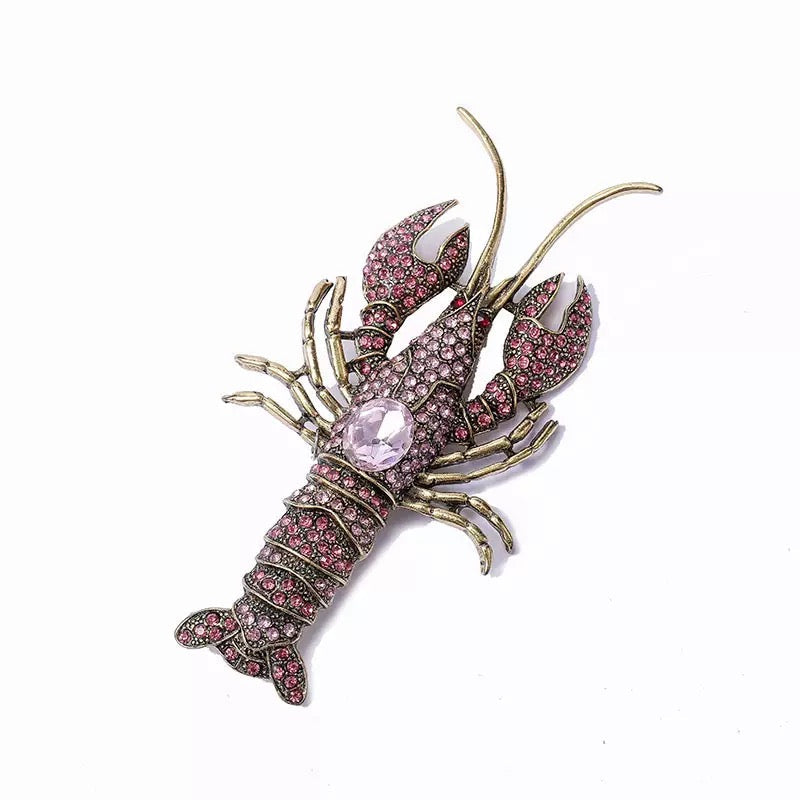 Shrimp Alloy Rhinestone Brooch PA6348