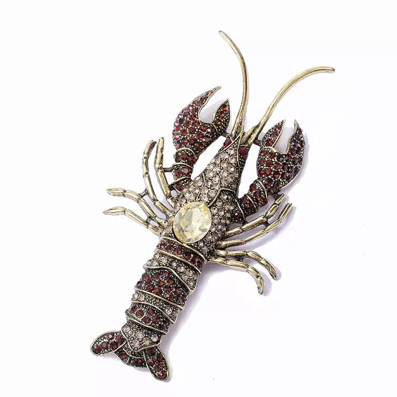 Shrimp Alloy Rhinestone Brooch PA6348