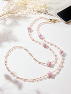 Rose Quartz Floral Bead Crossbody Lanyard PC5651