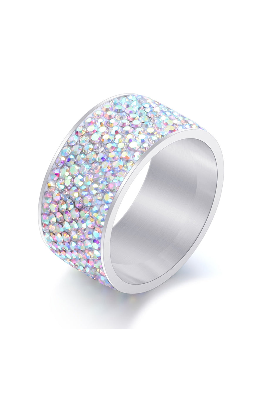 Rhinestone Stainless Steel Ring R1576 - AB