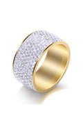 Rhinestone Stainless Steel Ring R1576-Gold