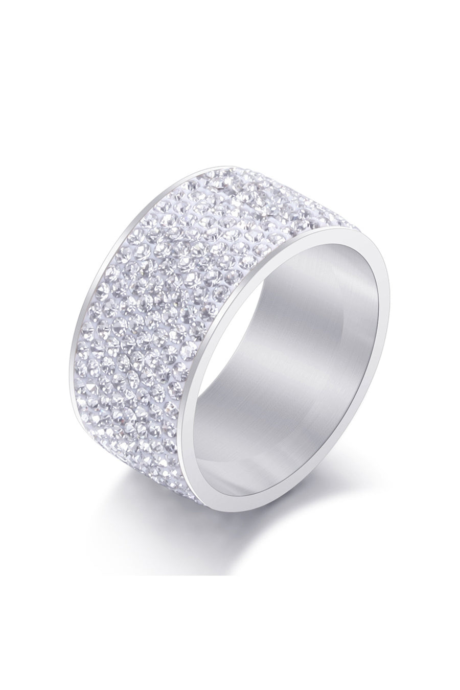 Rhinestone Stainless Steel Ring R1576 - SL