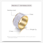 Rhinestone Stainless Steel Ring R1576-Gold