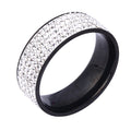 Rhinestone Stainless Steel Rings R1587-Black-White
