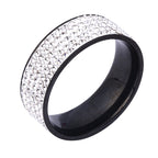 Rhinestone Stainless Steel Rings R1587-Black-White