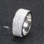 Rhinestone Stainless Steel Ring R1587-Silver