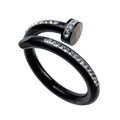 Nail Rhinestone Stainless Steel Rings R2071-Black