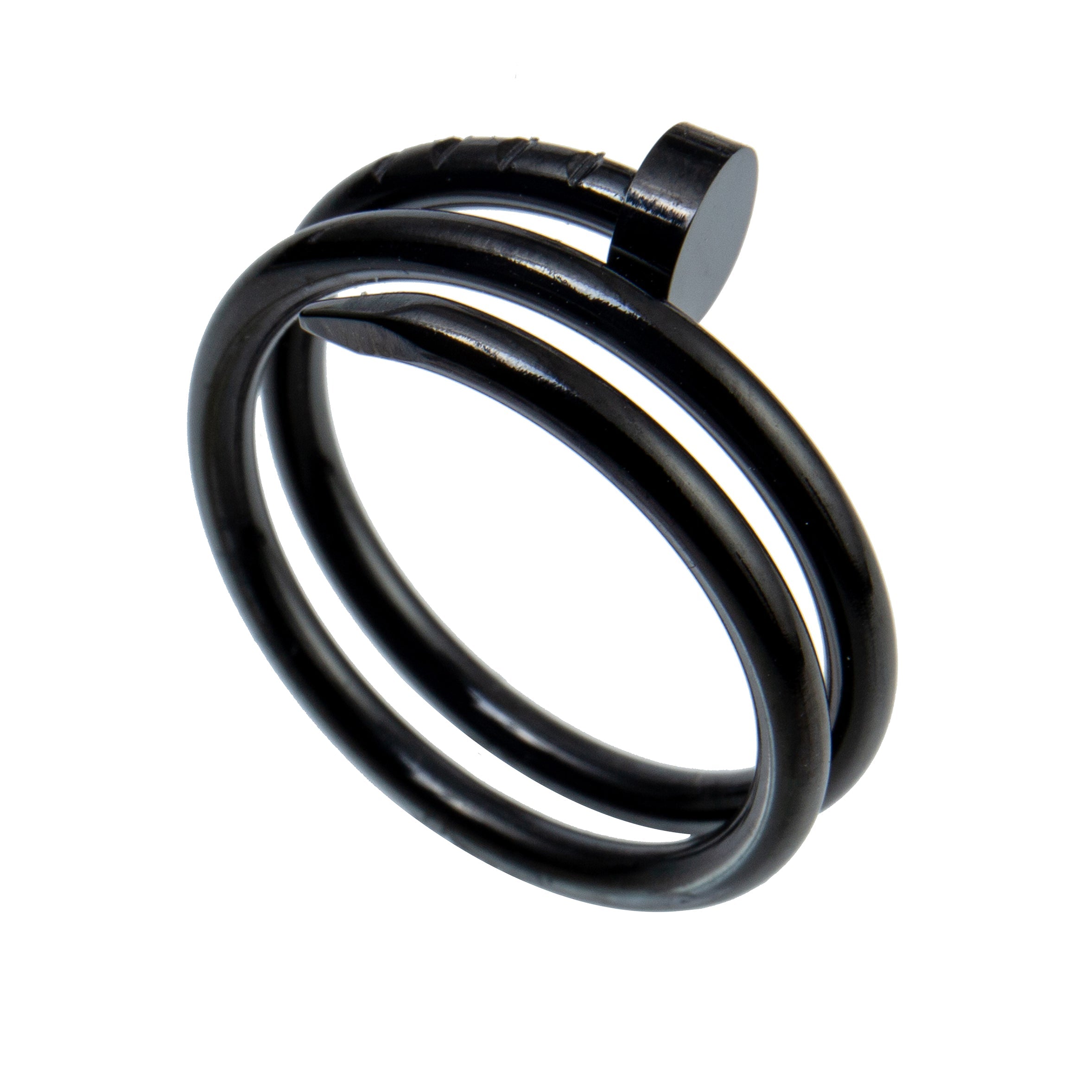 Nail Three Laps Stainless Steel Rings R2125-Black