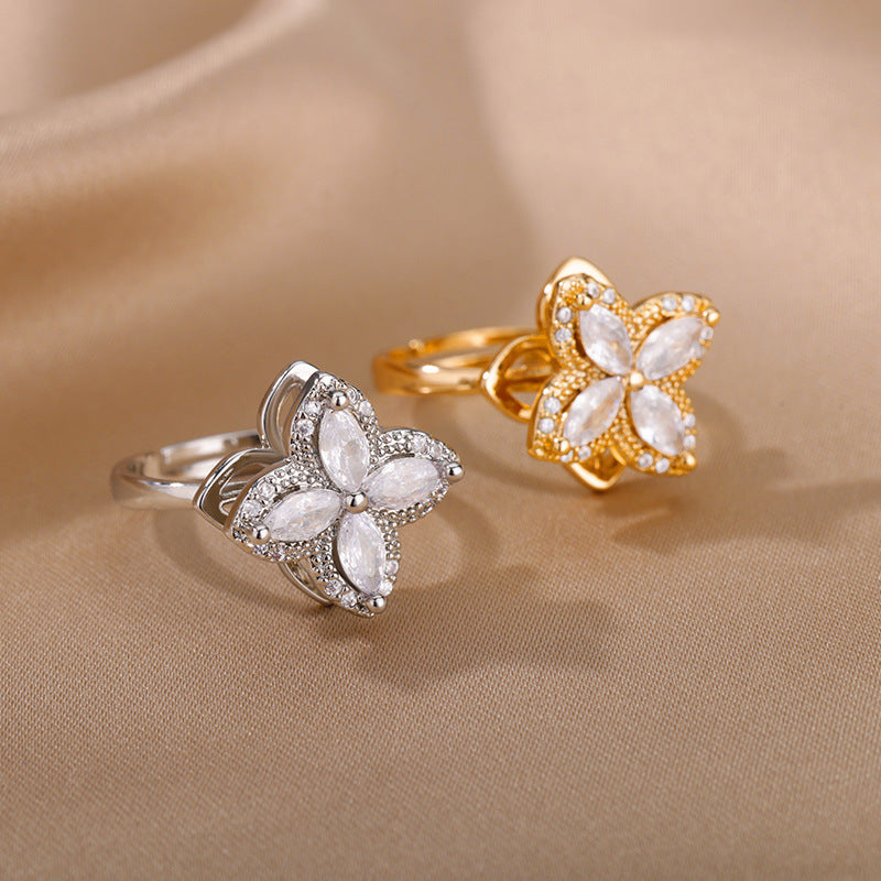 Flower Cubic Zirconia Ring R2386