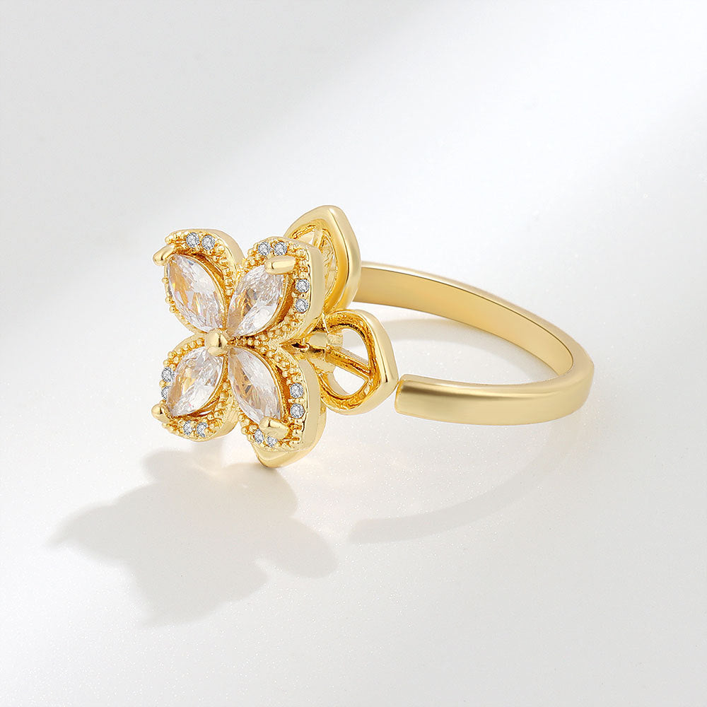 Flower Cubic Zirconia Ring R2386