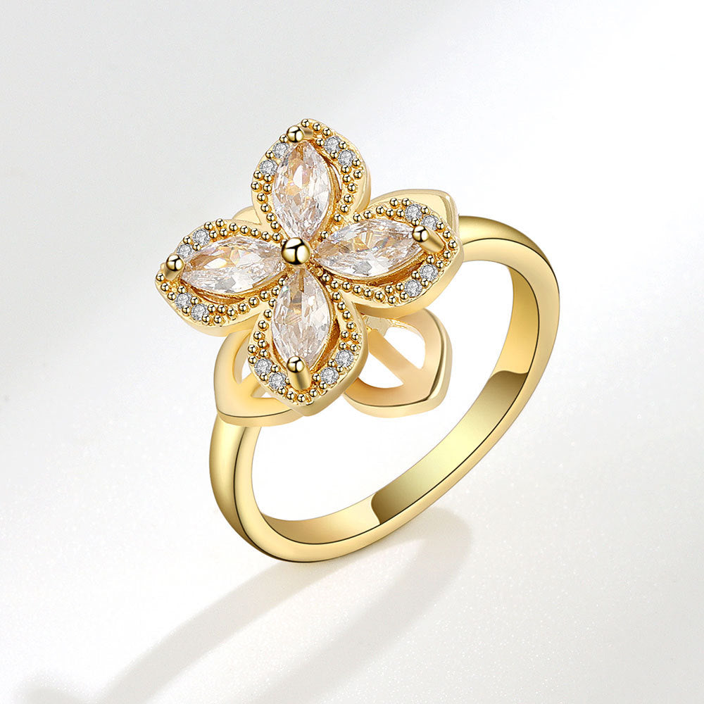 Flower Cubic Zirconia Ring R2386