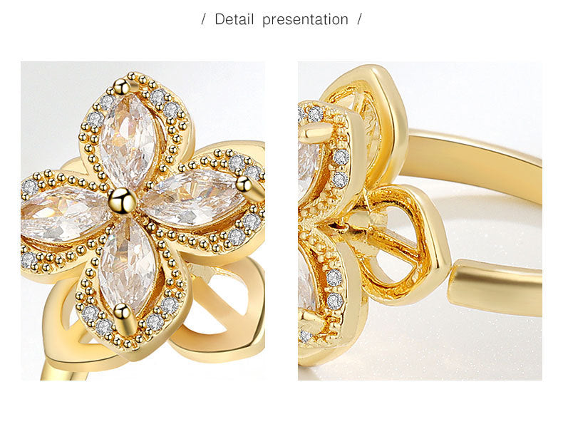 Flower Cubic Zirconia Ring R2386
