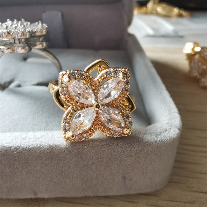 Flower Cubic Zirconia Ring R2386