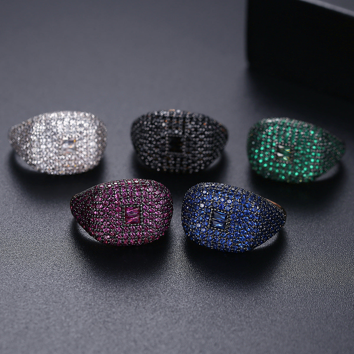 Cubic Zirconia Rings R2403-Green