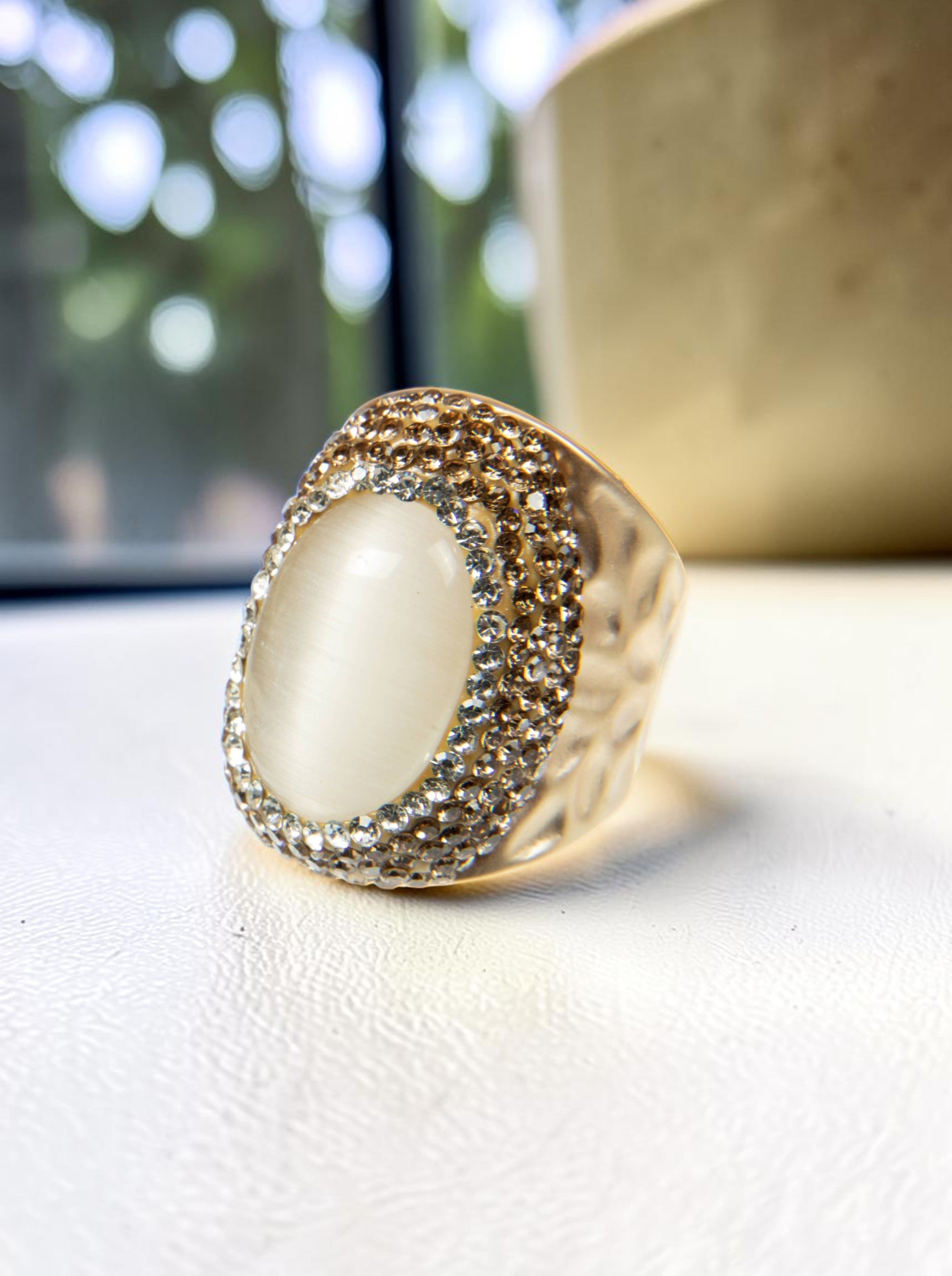 Cymophane Rhinestone Pavé Cocktail Ring R2527
