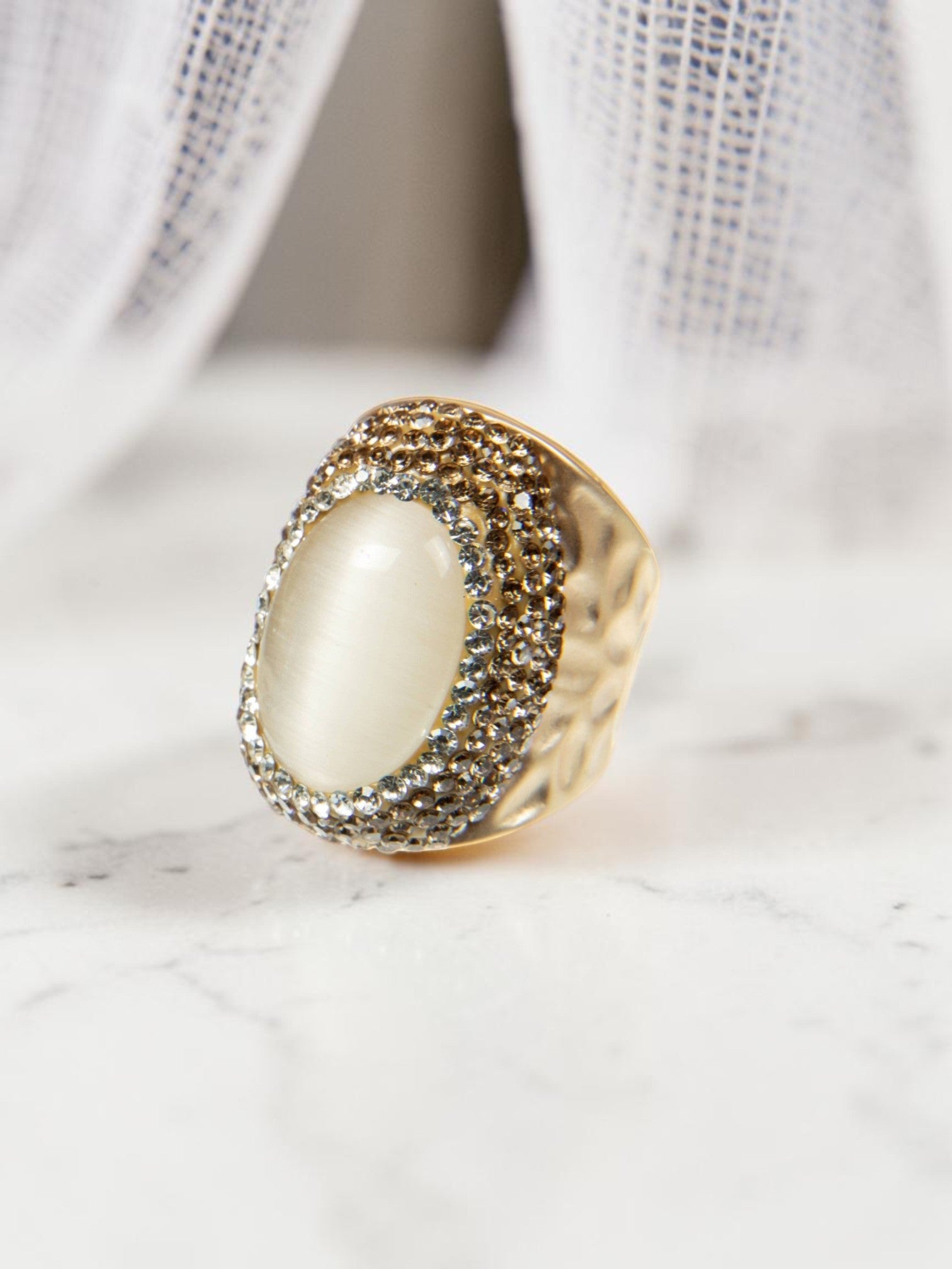 Cymophane Rhinestone Pavé Cocktail Ring R2527