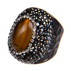 Tiger Eye Pavé Cocktail Ring R2528