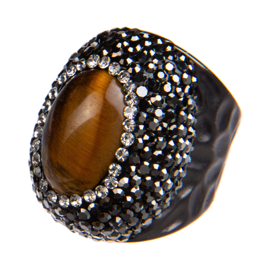 Tiger Eye Pavé Cocktail Ring R2528
