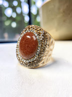 Red Gold Sandstone Pavé Cocktail Ring R2529