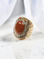 Red Gold Sandstone Pavé Cocktail Ring R2529