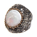 Irregular Freshwater Pearl Pavé Cocktail Ring R2530 - view 6