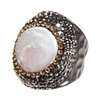 Irregular Freshwater Pearl Pavé Cocktail Ring R2530 - view 6