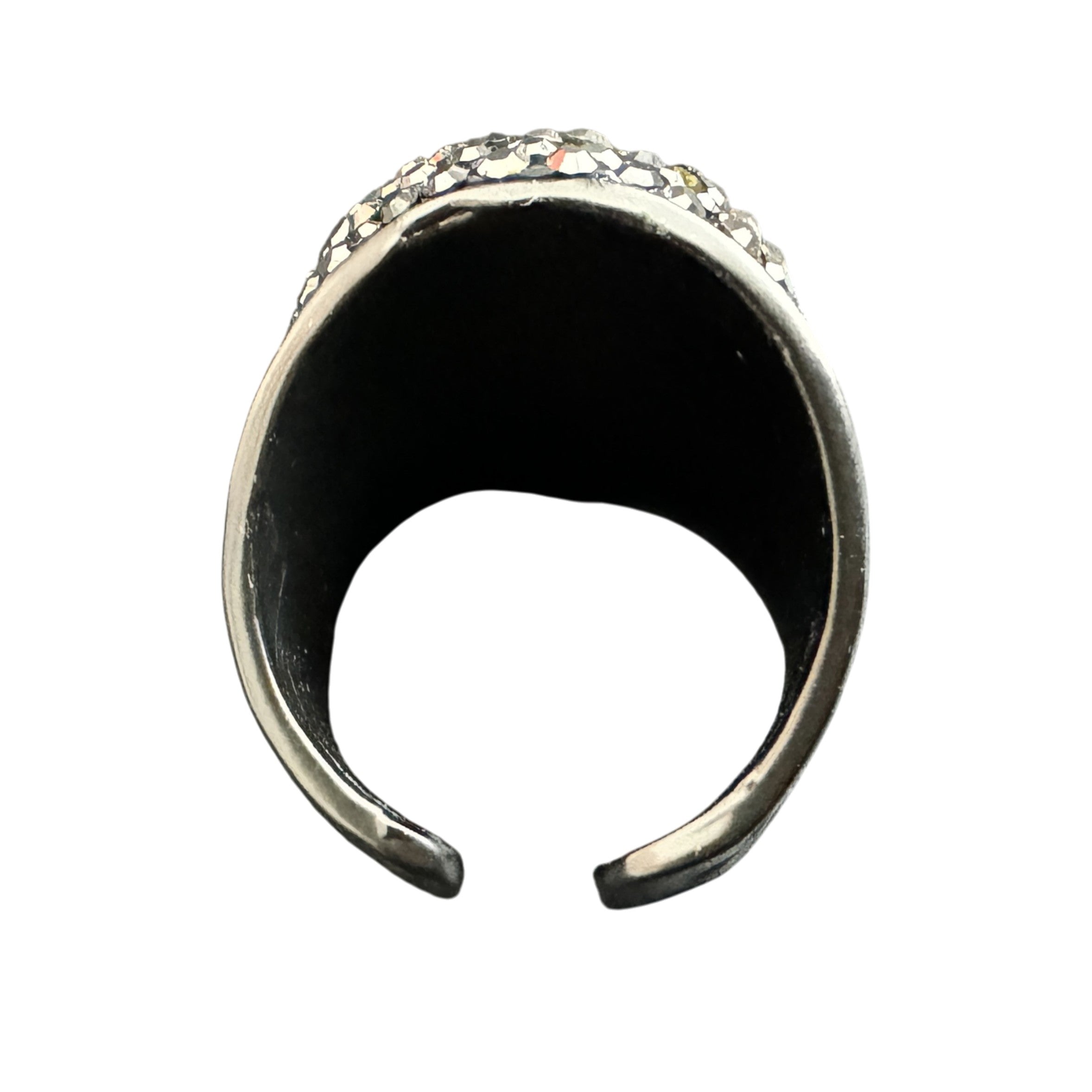 Round Crystal Pavé Cocktail Ring R2531 - Green Opal