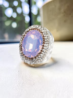 Crystal  Pavé Cocktail Ring R2531 - Pink Opal