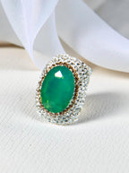 Round Crystal Pavé Cocktail Ring R2531 - Green Opal