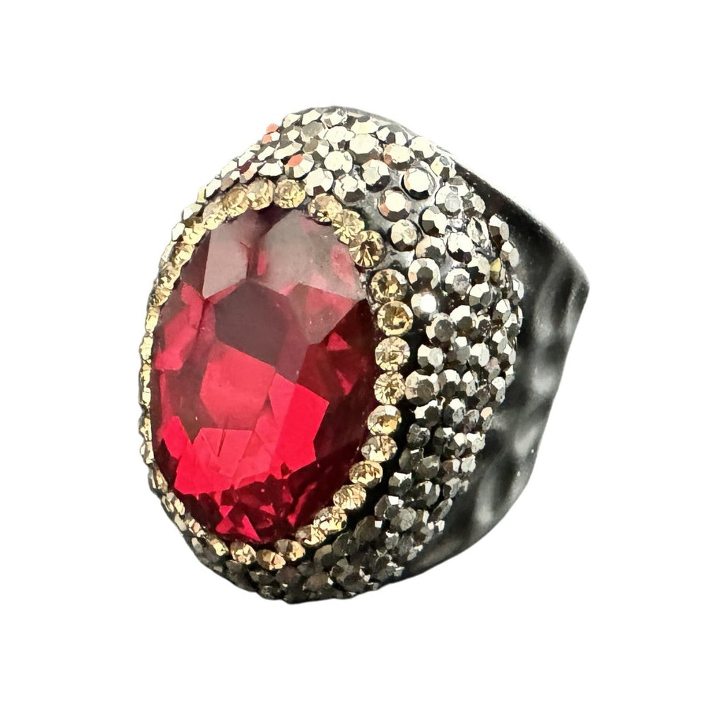 Glass Pavé Cocktail Ring R2543-Black