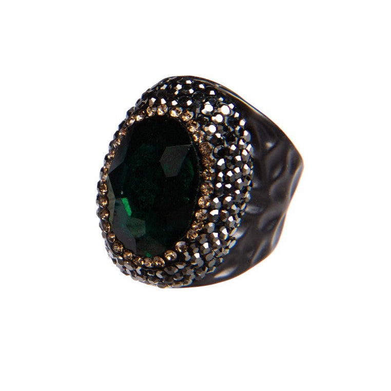 Glass Pavé Cocktail Ring R2543-Black