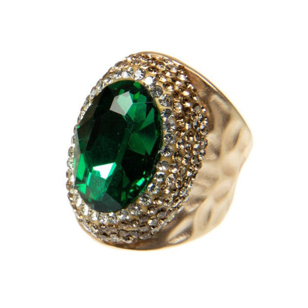Glass Pavé Cocktail Ring R2543-Gold