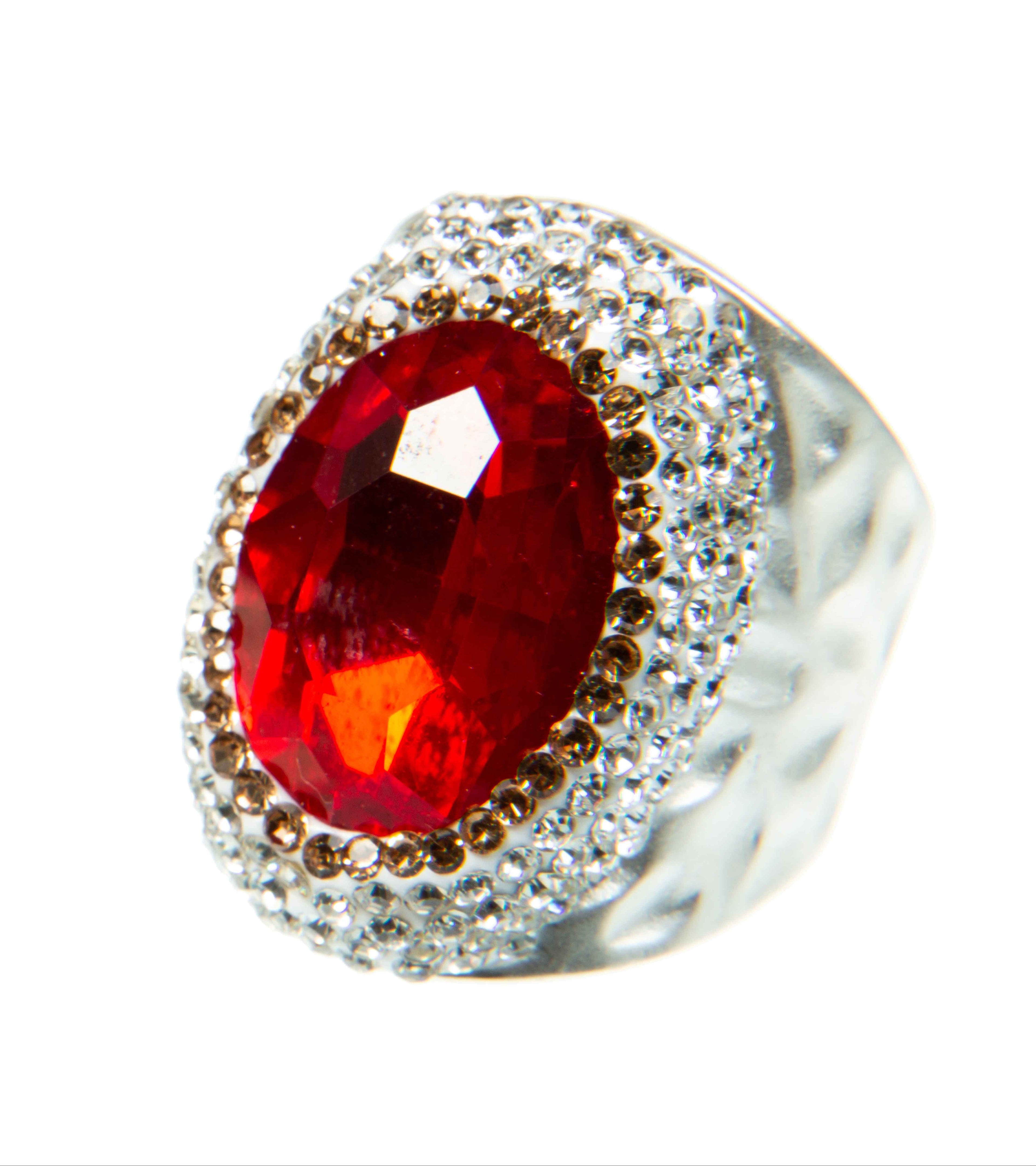 Glass Pavé Cocktail Ring R2543-Sliver