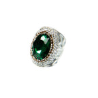 Glass Pavé Cocktail Ring R2543-Sliver