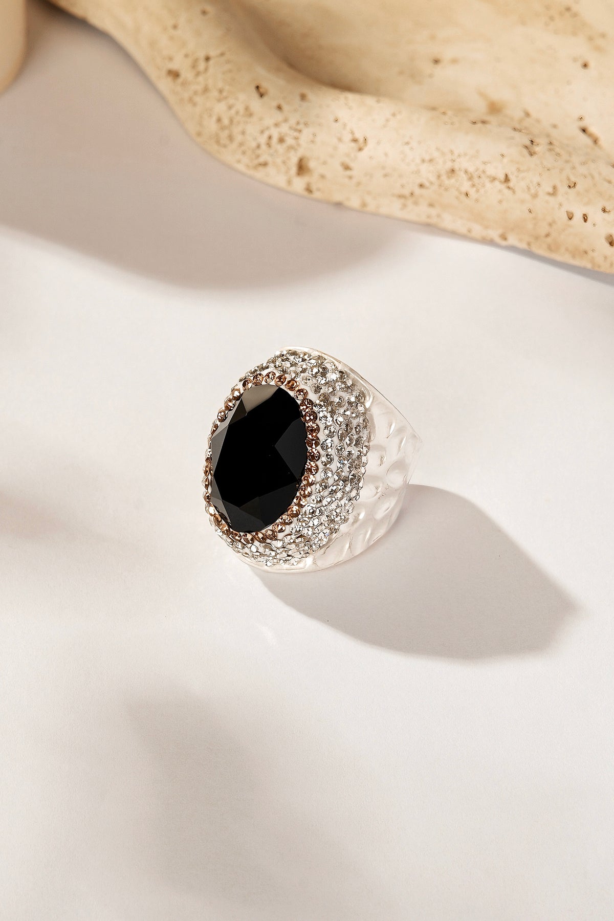 Glass Pavé Cocktail Ring R2543-Sliver