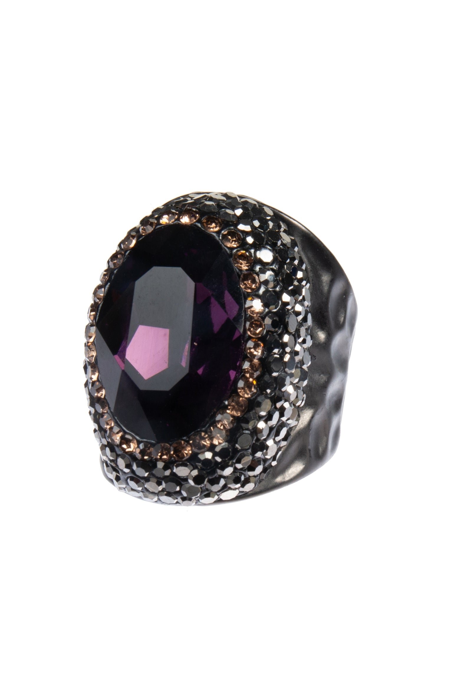 Glass Pavé Cocktail Ring R2543-Black