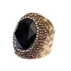 Glass Pavé Cocktail Ring R2543-Gold - view 6