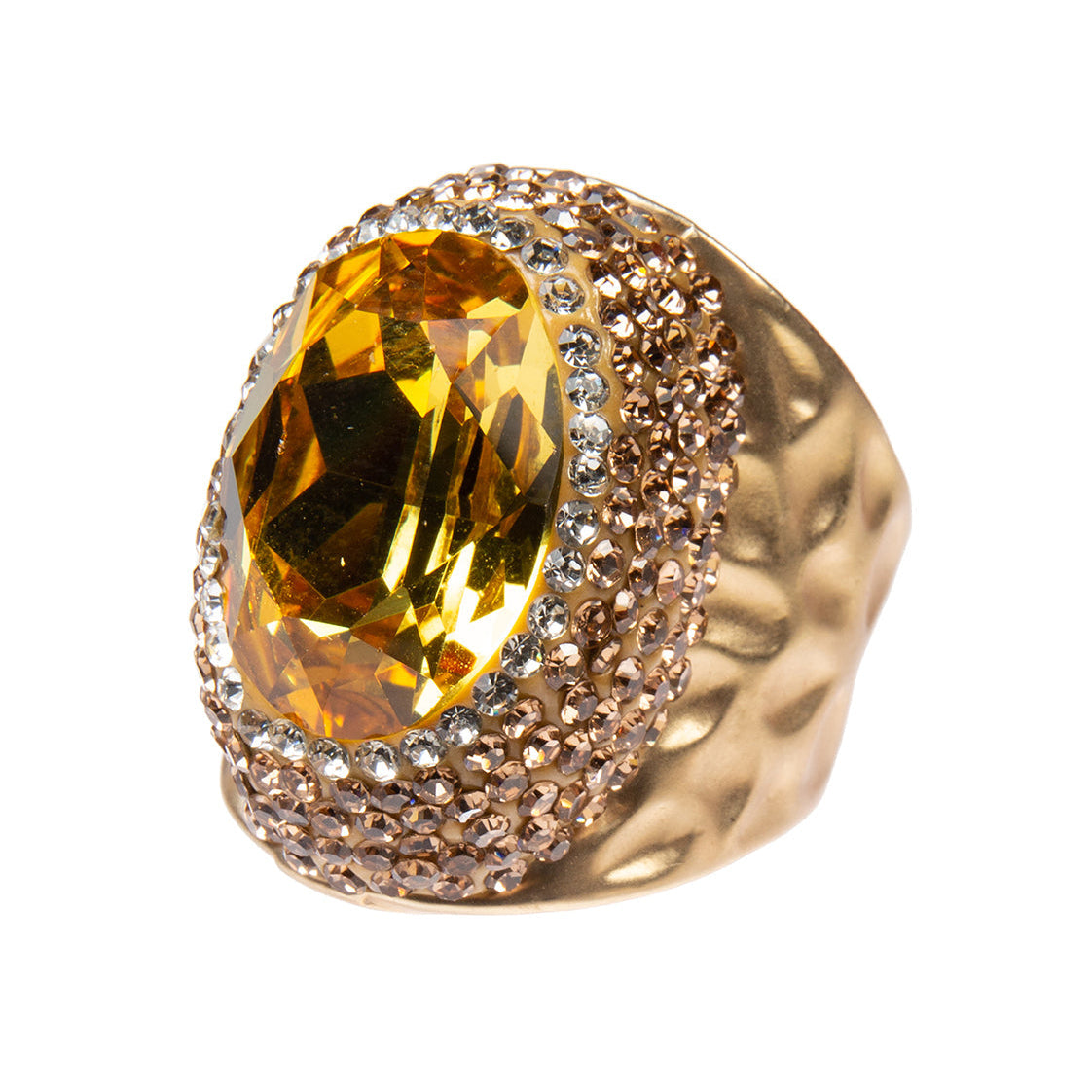 Glass Pavé Cocktail Ring R2543-Gold