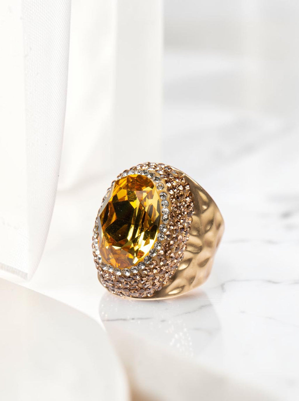 Glass Pavé Cocktail Ring R2543-Gold