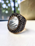 Fresh Water Pearl Pavé Cocktail Ring R2545