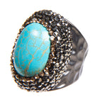 Turquoise Pavé Cocktail Ring R2583