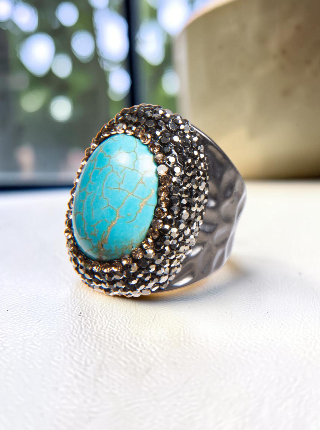 Turquoise Pavé Cocktail Ring R2583
