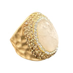 Rose Quartz Rhinestone Pavé Cocktail Ring R2584