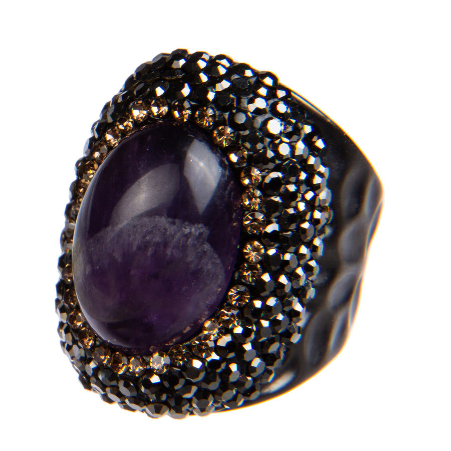 Amethyst Rhinestone Pavé Cocktail Ring R2586