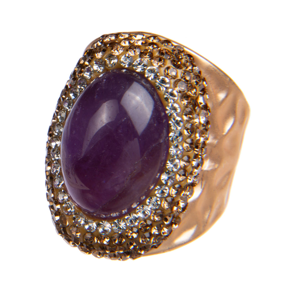 Amethyst Rhinestone Pavé Cocktail Ring R2586