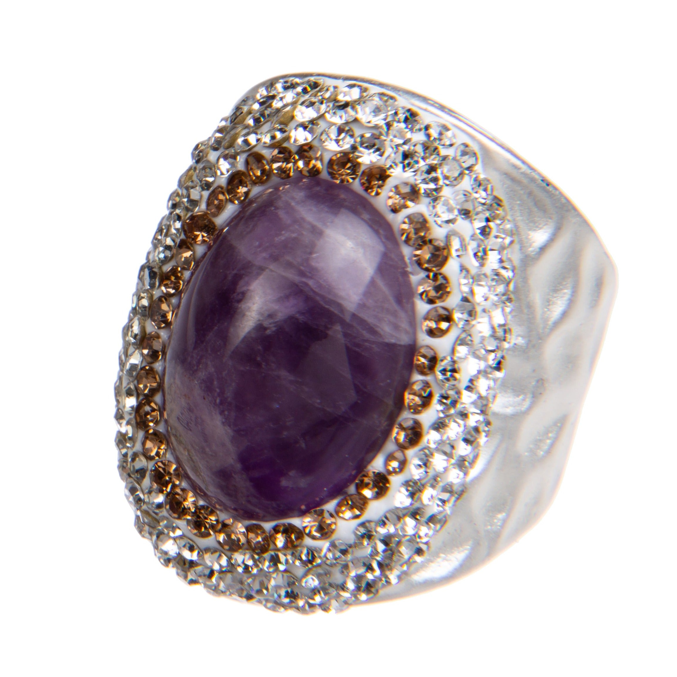 Amethyst  Rhinestone Pavé Cocktail Ring R2586