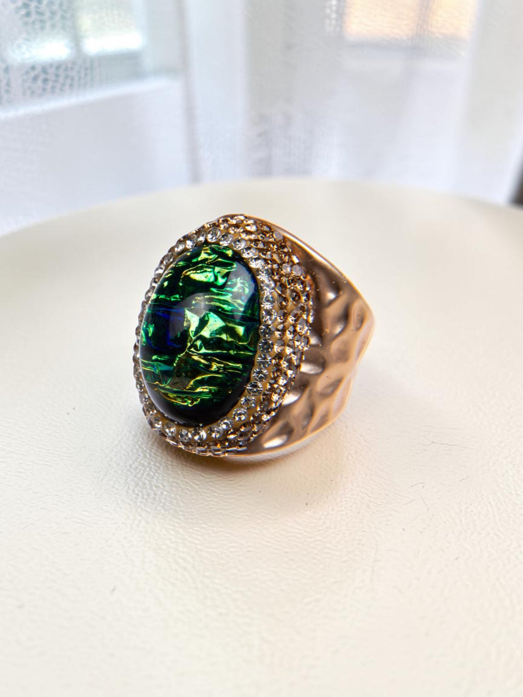 Gemstone Rhinestone Pavé Cocktail Ring R2596