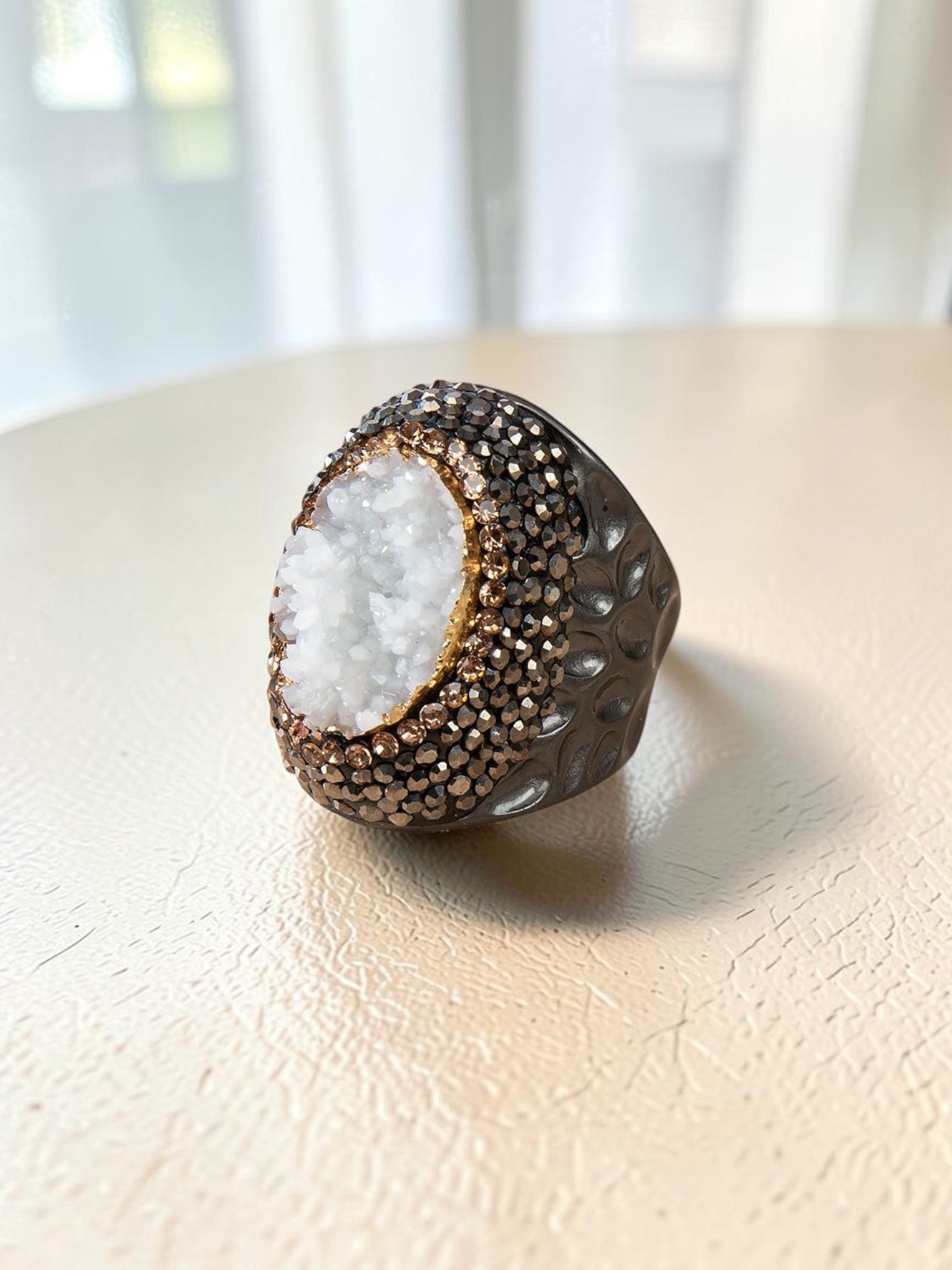 Resin Druzy Pavé Cocktail Ring R2601